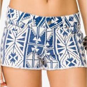 FOREVER 21 Y2K Blue white Aztec print jean shorts